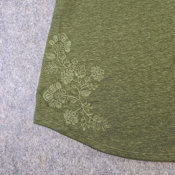 Magnolia Grace Olive Sleeveless T-shirt Blouse Plus 2X Linen Blend Embroidered - Picture 5 of 10